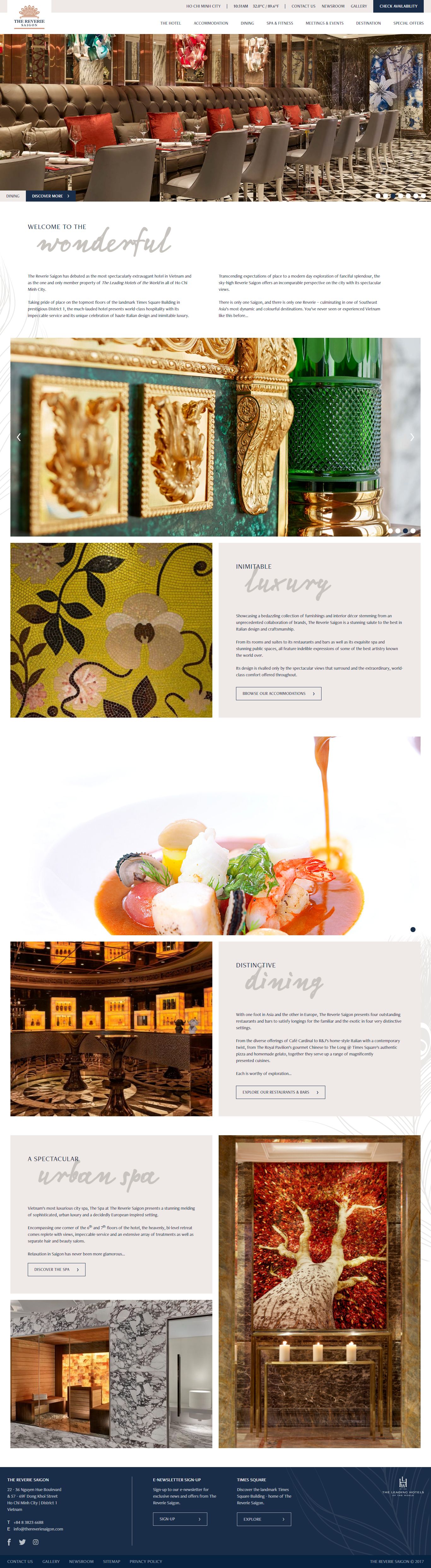 Thiết kế website khách sạn The Reverie Saigon đẹp SEO nhanh hiệu quả